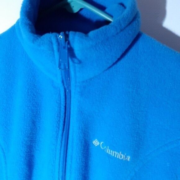 Columbia blue fleece jacket s zipper front fall winter classic athleisure top - Picture 2 of 7